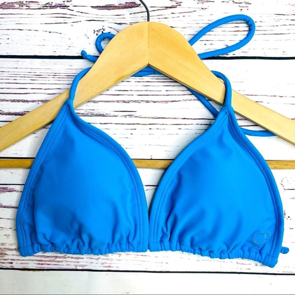 OP bikini triangle tie top turquoise blue padded